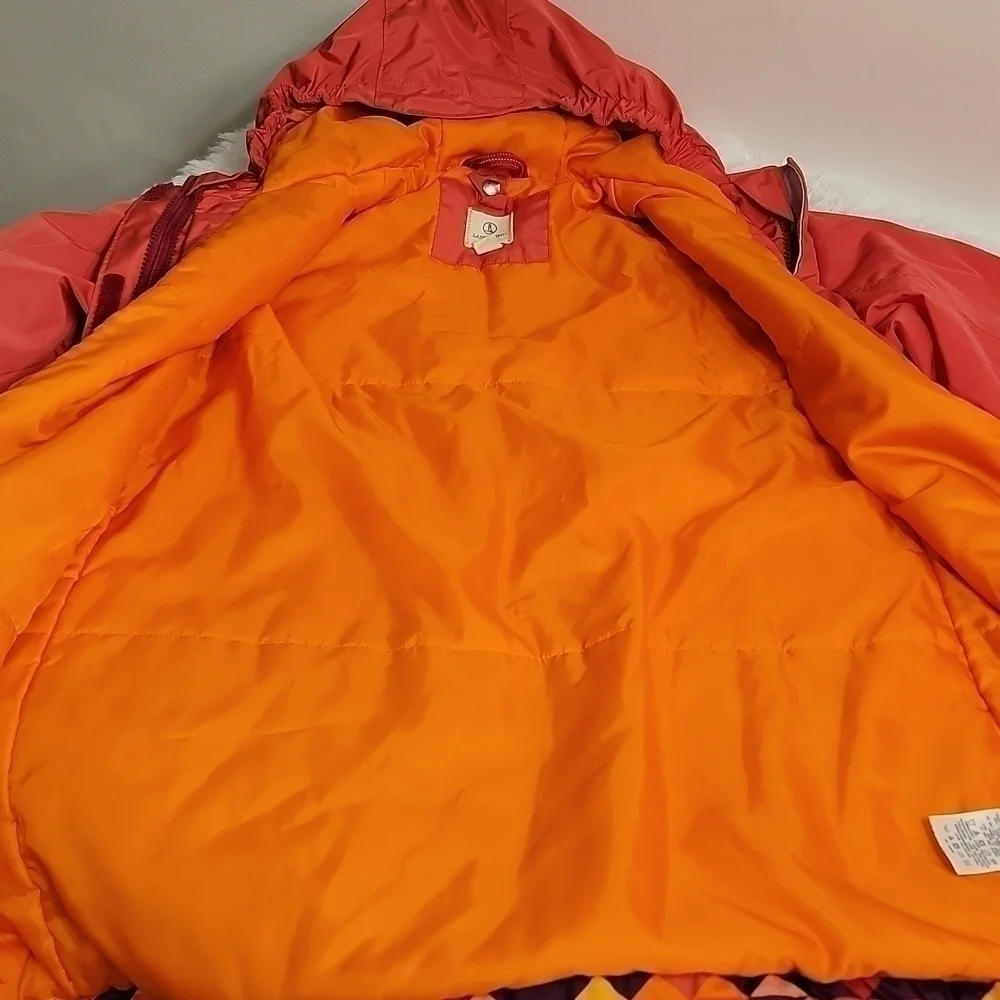 LANDS End Kids pink orange purple jacket coat with zip pockets size 14 - Picture 12 of 16